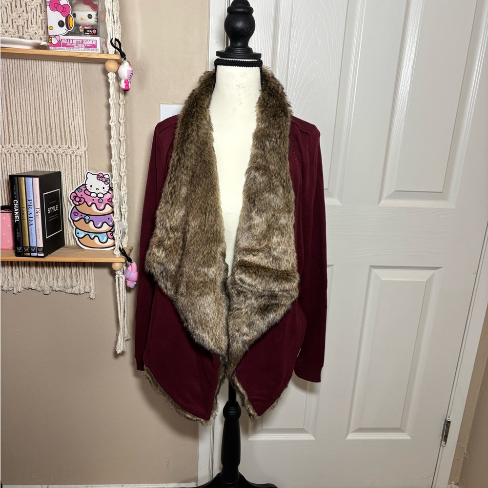 Hollister Vintage Cardigan with Faux Fur Trim
